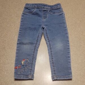 Carter's Blue Slim Fit Jeans with Embroidery Unicorn SIZE 2T